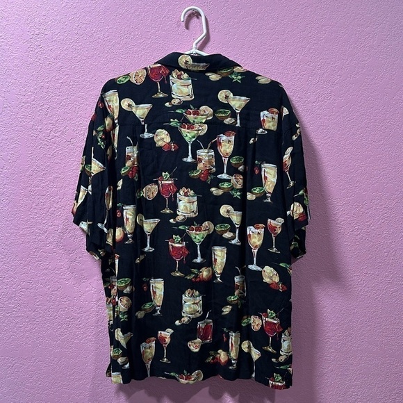 PINEAPPLE MOON Men’s Black Casual Button Down Cocktail Shirt Size L - Picture 3 of 5